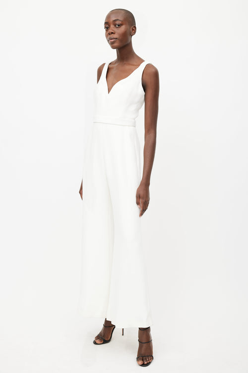 Brandon Maxwell White Belted Jumpsuit