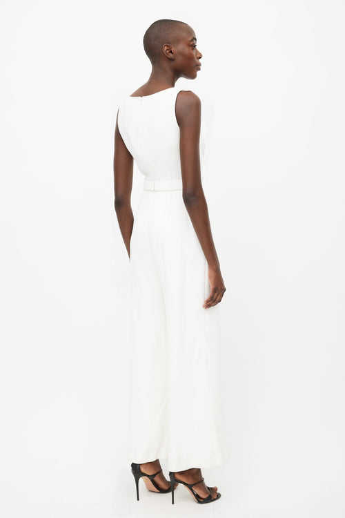 Brandon Maxwell White Belted Jumpsuit