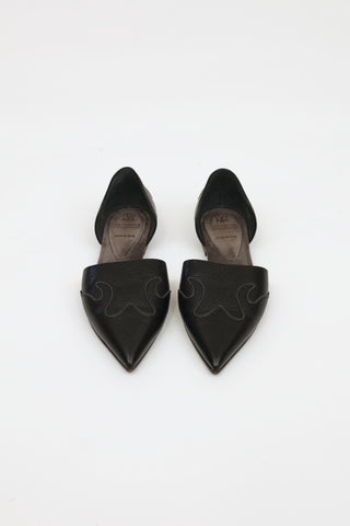 Brunello Cucinelli Black Leather D'Orsay Flats