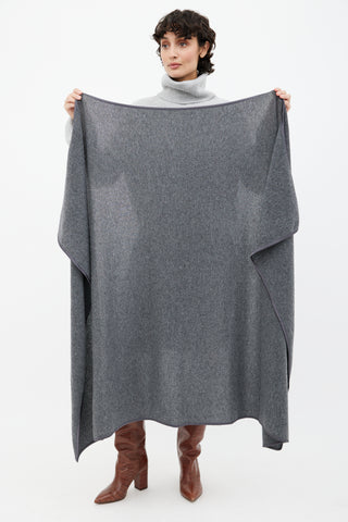 Brunello Cucinelli Grey Knit Cashmere Blanket Scarf