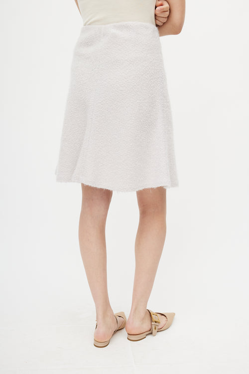 Brunello Cucinelli White Wool Boucle Skirt