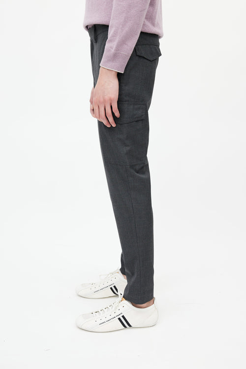 Brunello Cucinelli Grey Wool Cargo Trouser