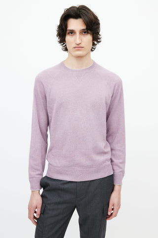 Brunello Cucinelli Purple Cashmere Crew Neck Sweater