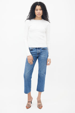 Buhee White Oliver Ribbed Long Sleeve Top