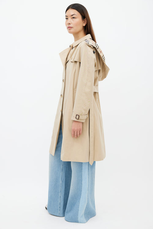 Burberry Beige Hooded Trench Coat