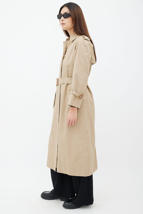 Burberry Beige Khaki Cotton Belted Trench Coat