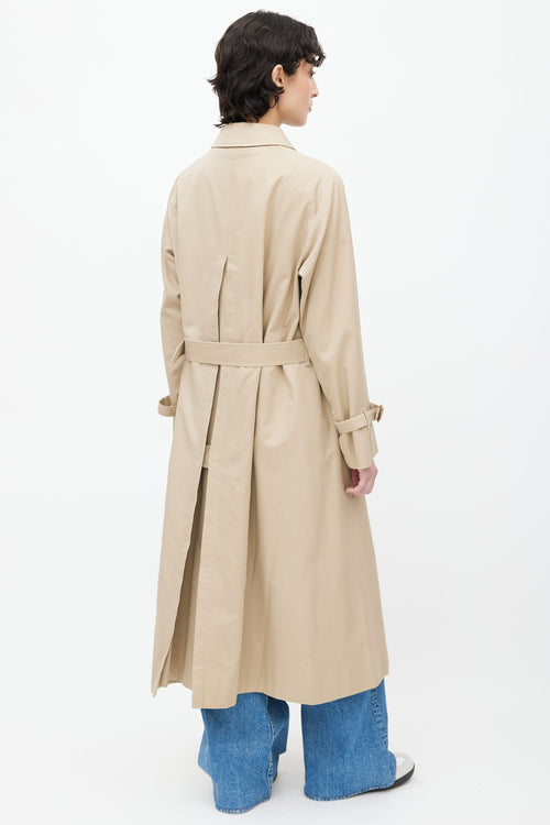 Burberry Beige Signature Check Lined Trench Coat
