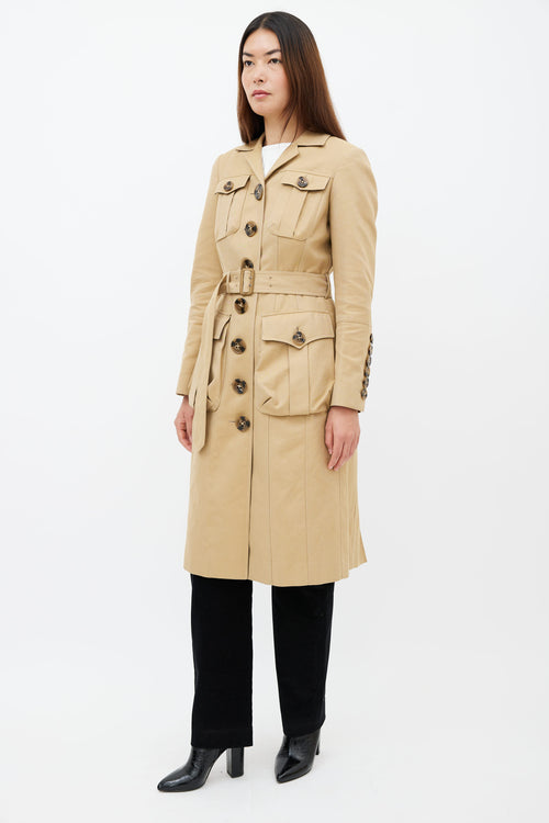 Burberry Beige Tailored Belted Coat