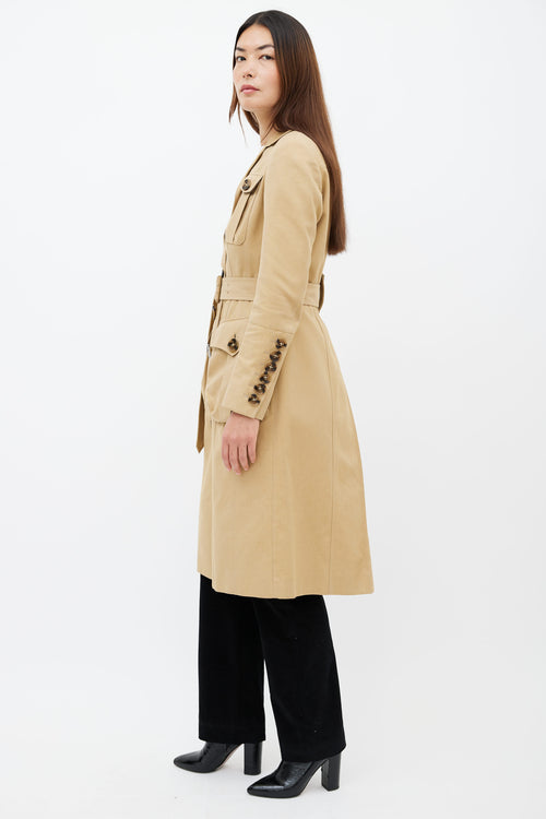 Burberry Beige Tailored Belted Coat