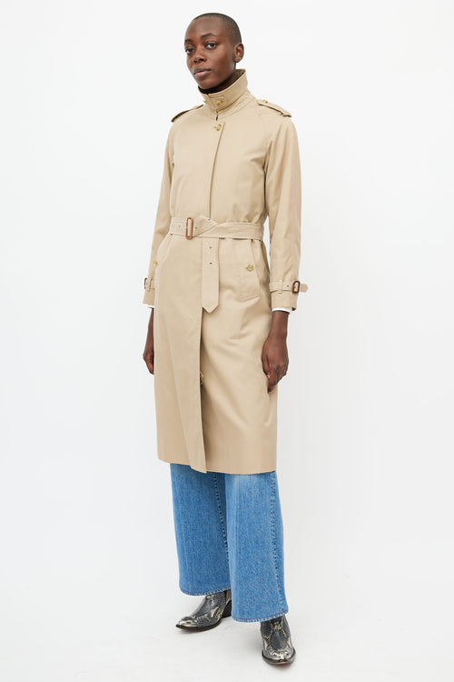Burberry Beige Wool Lined Belted Trench Coat