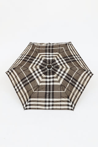 Burberry Black & Taupe Check Umbrella