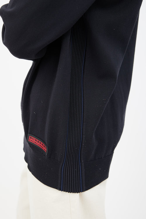 Burberry Black & Navy Ribbed Trim Long Sleeve Sweater