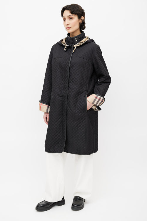 Burberry Black Melinda Quilted Hooded Coat