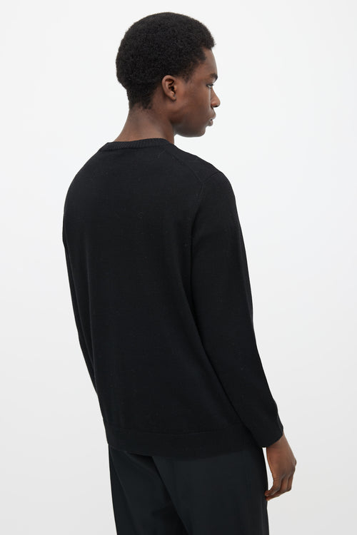 Burberry Black Wool & White Logo Knit Sweater