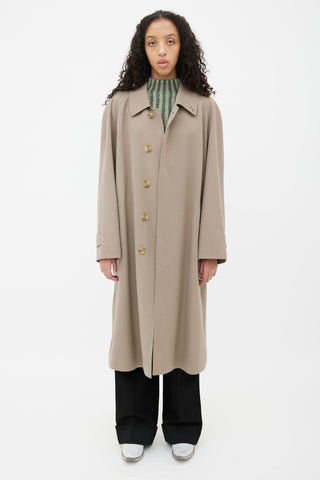 Burberry Taupe Long Button Up Coat
