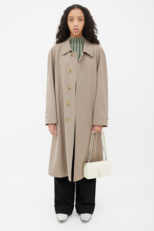 Burberry Taupe Long Button Up Coat