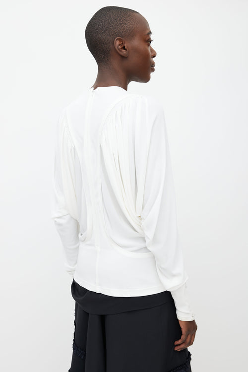 Burberry White Ruched Long Sleeve Top