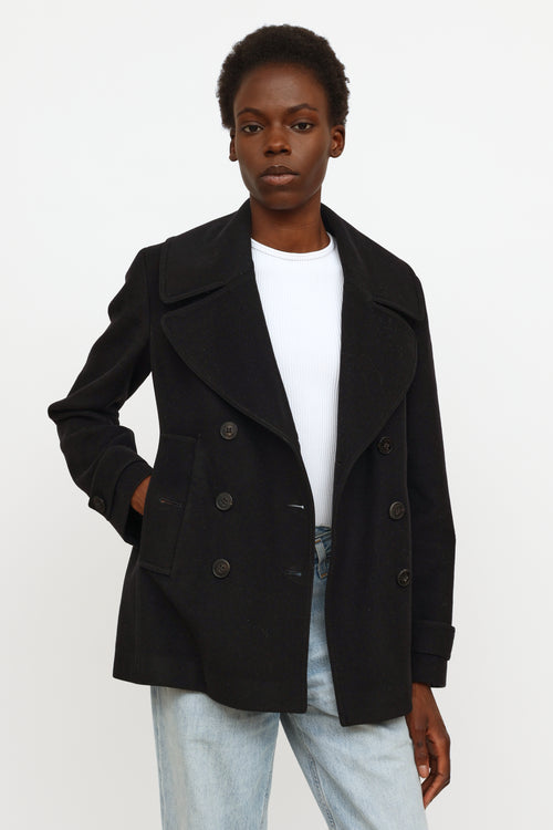 Burberry Black Wool Double Breasted Coat
