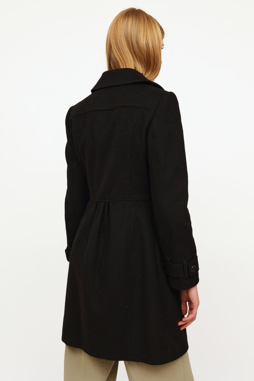 Burberry Black Wool Cashmere Trench Coat