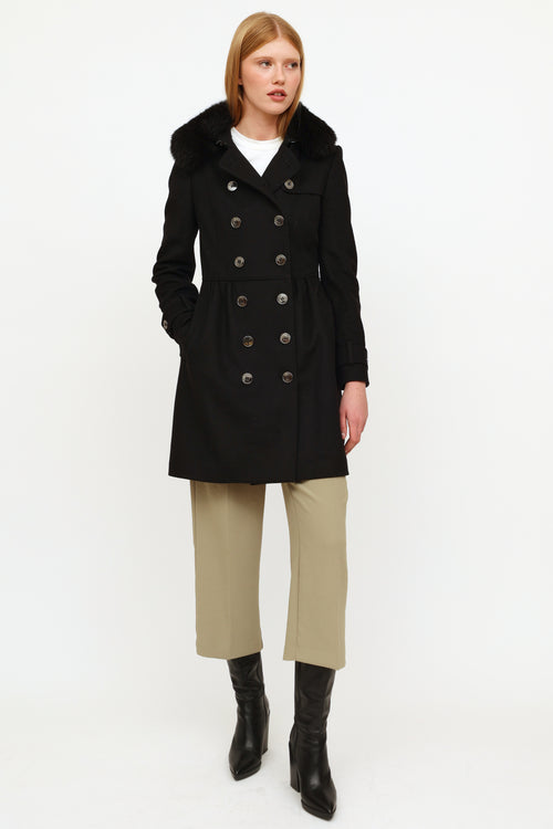 Burberry Black Wool Cashmere Trench Coat
