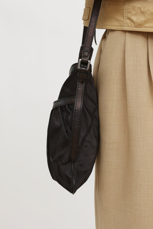 Burberry Black Check Nylon Crossbody Bag