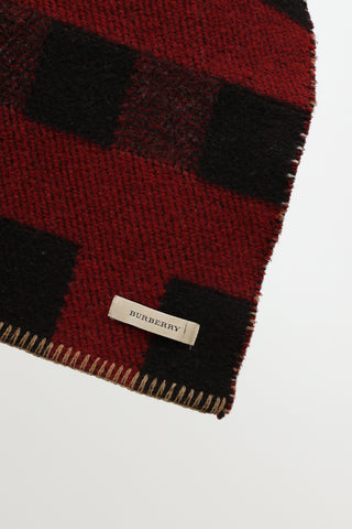 Burberry Brown Black Check Whipstitch Scarf