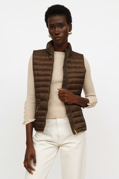 Burberry Green Quilted Puffer Vest