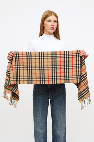 Burberry Beige House Check Cashmere Scarf