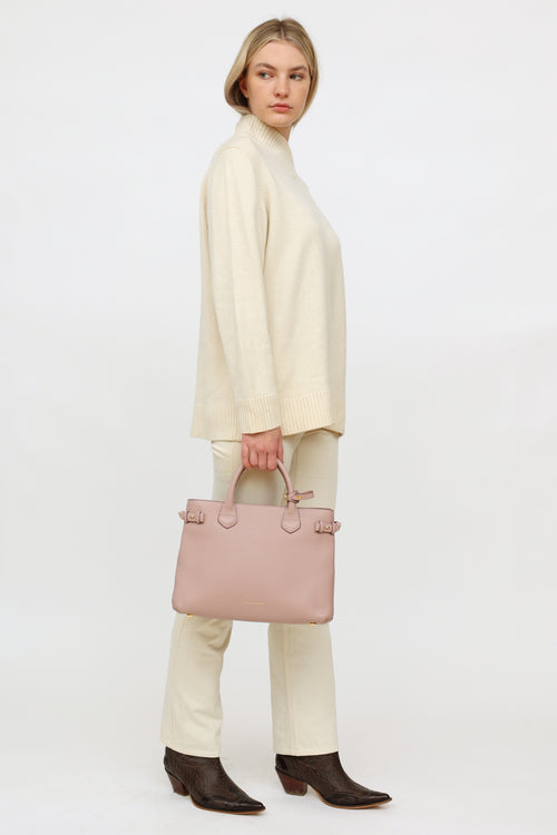 Burberry Pink Leather Banner Tote Bag