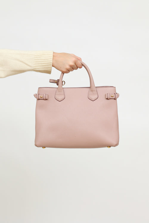 Burberry Pink Leather Banner Tote Bag