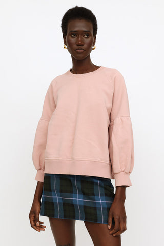 Burberry Pink Puff Sleeve Crewneck Sweater