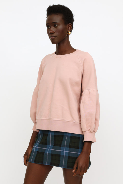 Burberry Pink Puff Sleeve Crewneck Sweater