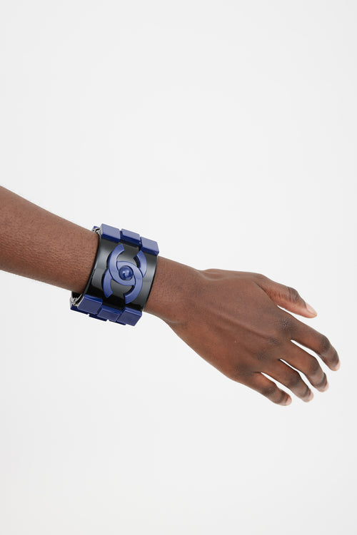 Chanel 2014 Black & Navy Brick Lego  Bracelet