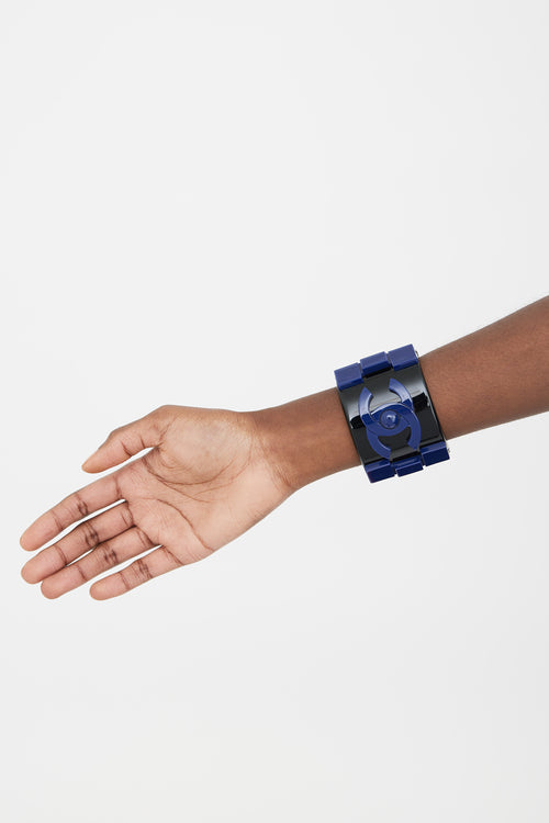 Chanel 2015 Black & Navy Brick Lego  Bracelet