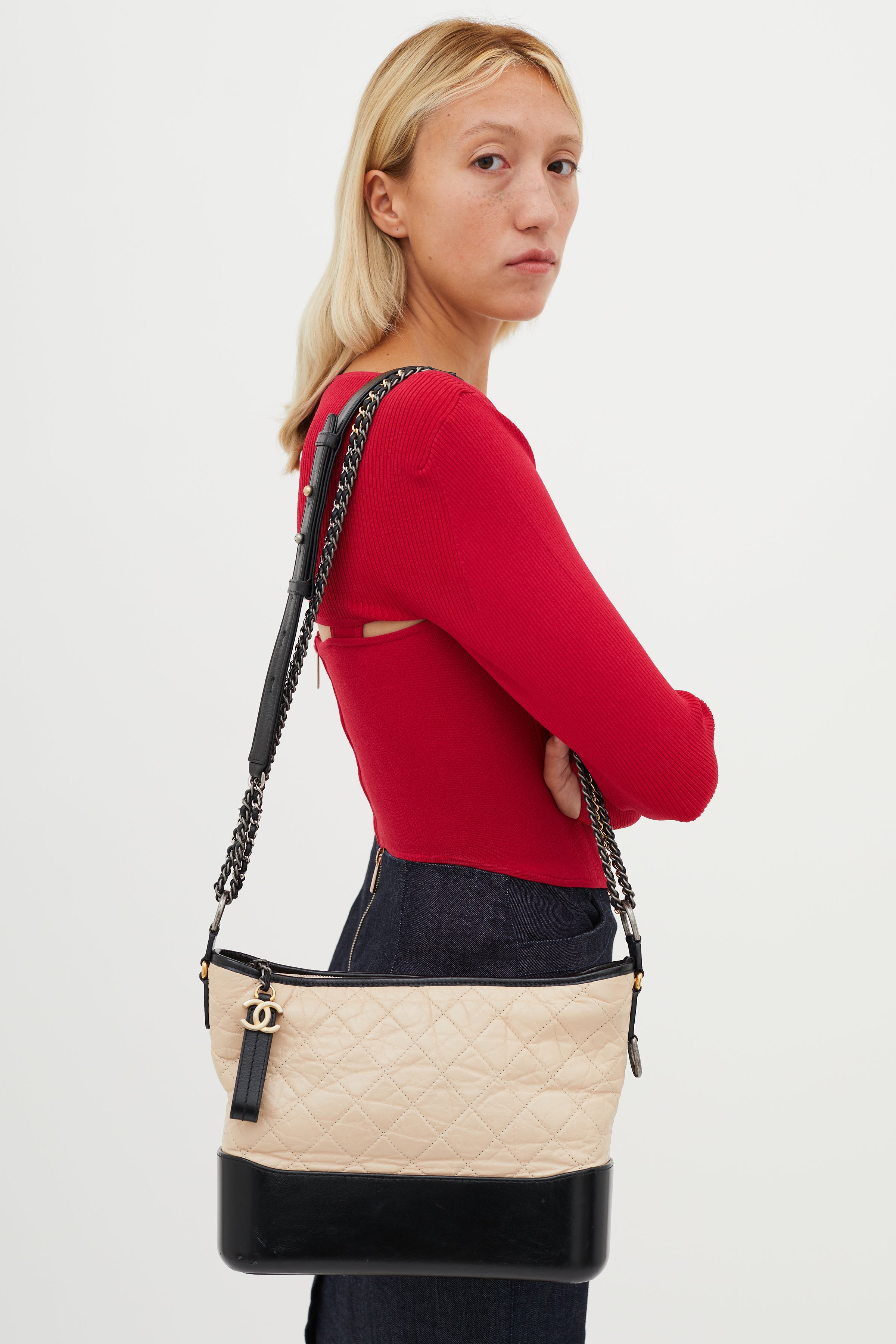 Chanel // 2018 Navy & Black Quilted Gabrielle Shoulder Bag – VSP Consignment
