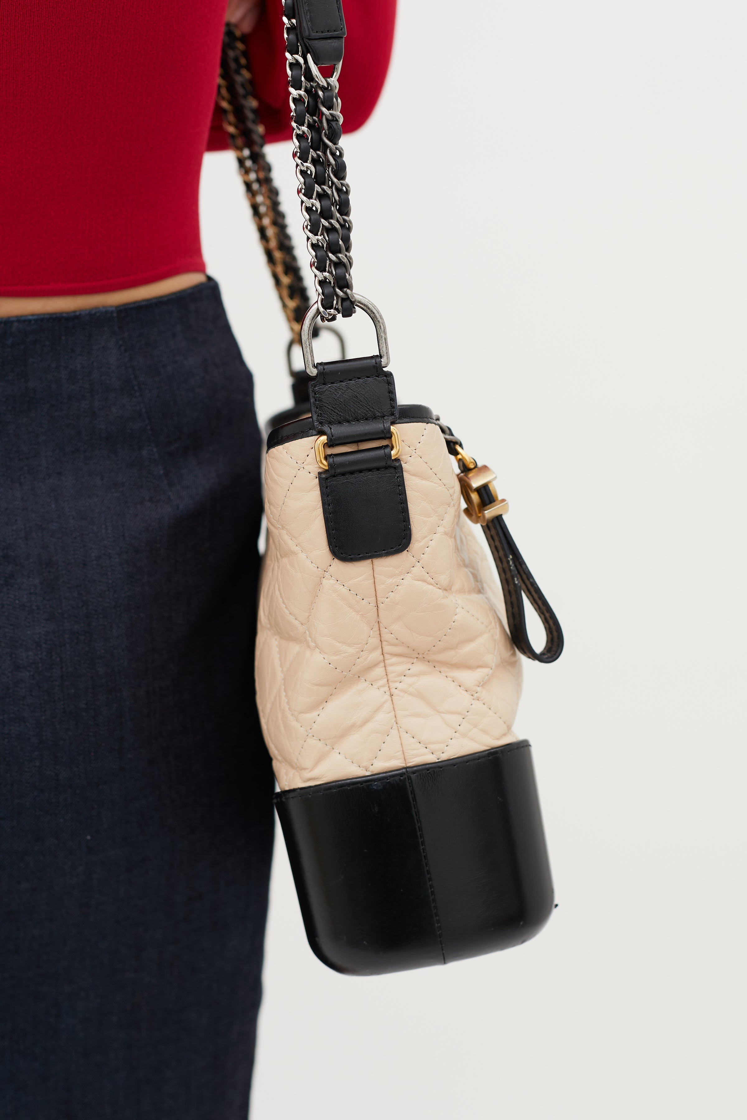Chanel Beige & Black Gabrielle Large Shoulder Bag