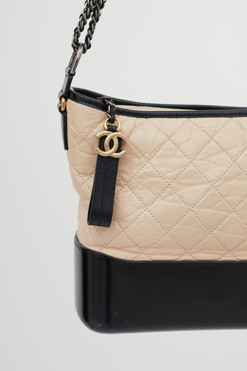 Chanel Beige & Black Gabrielle Medium Shoulder Bag