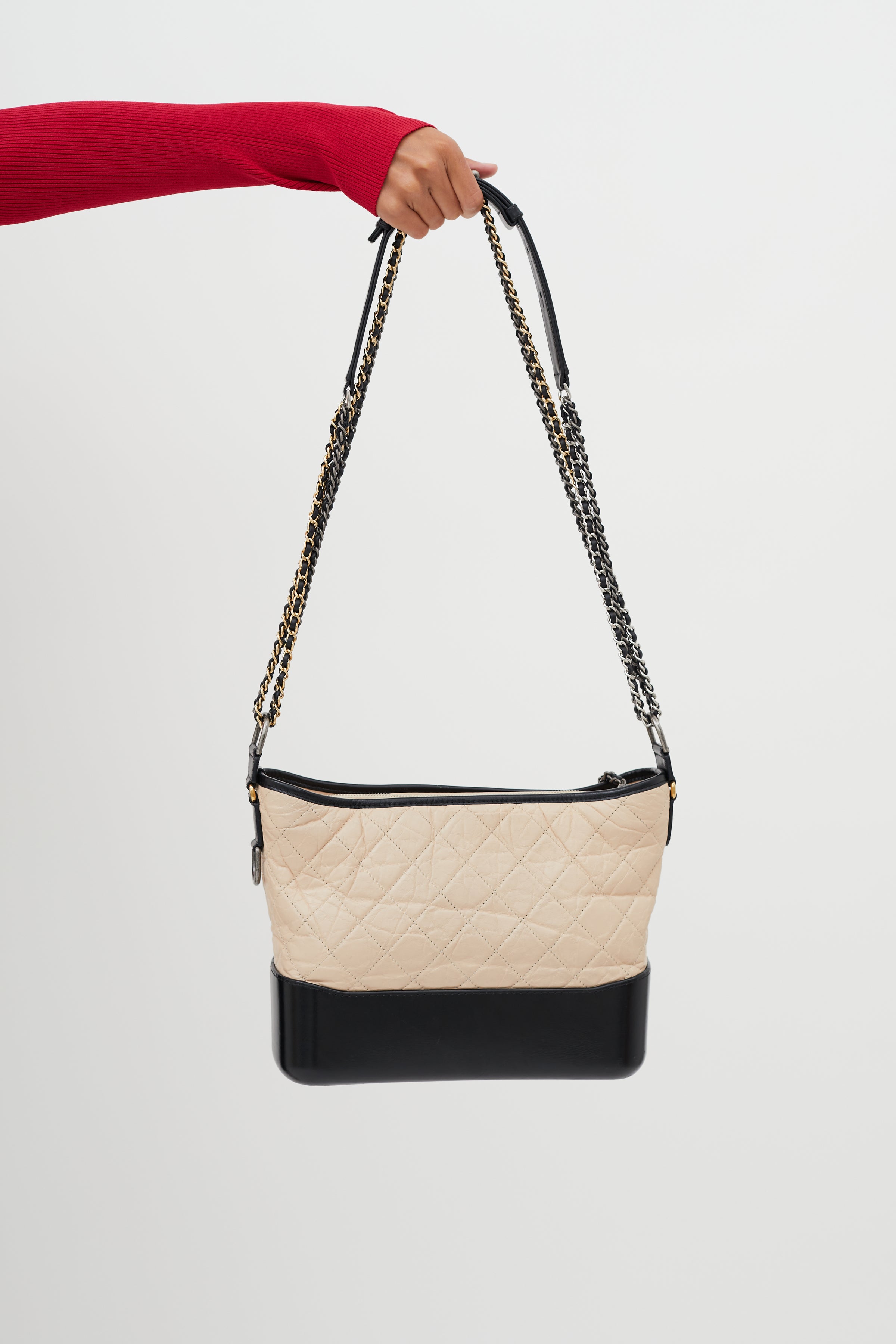 Chanel Black/Beige Quilted Leather Gabrielle Medium Hobo Bag - Yoogi's  Closet