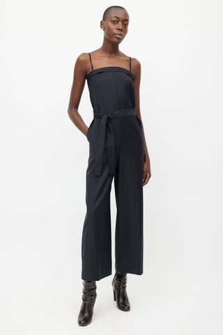 COS Navy Square Neck Belted Jumpsuit
