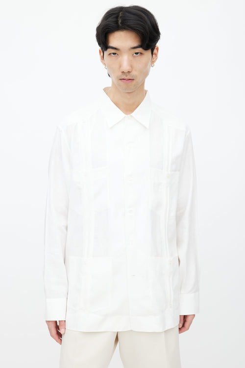 Cab White Linen Guayaberas Shirt