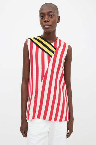 Calvin Klein 205W39NYC Red & White Asymmetrical Stripe Top