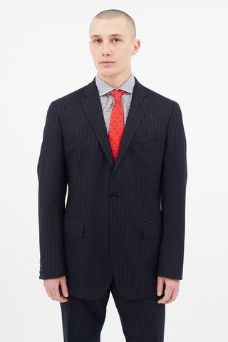 Canali Dark Brown & Blue Stripe Two Piece Suit