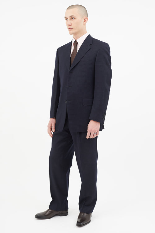 Canali Navy Wool Check Two Piece Suit