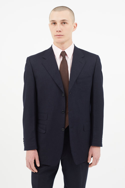 Canali Navy Wool Check Two Piece Suit