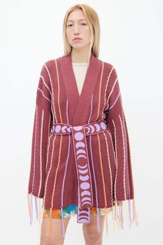 Canessa Brown & Multi Cashmere Psychedelic Belted Cardigan