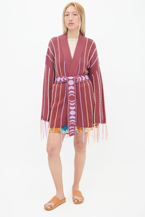 Canessa Brown & Multi Cashmere Psychedelic Belted Cardigan