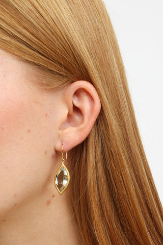 Carelle 18K Yellow Gold Green Amethyst Drop Earrings