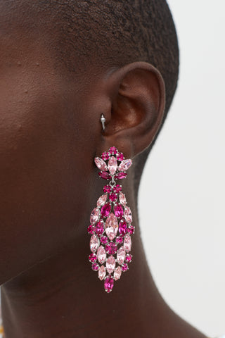 Carole Tanenbaum Vintage for VSP Pink Navette Dangle Clip On Earring