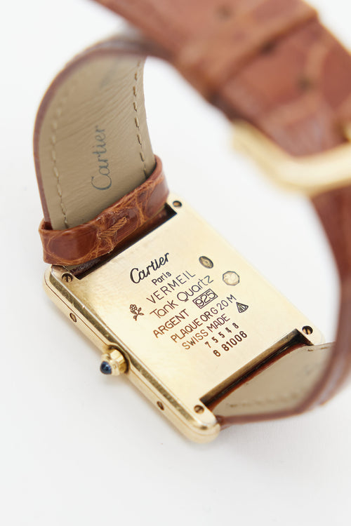 Cartier Brown Leather & Gold Vermeil Tank Watch