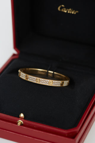 Cartier 18K Yellow Gold Love Pavé Diamond Bracelet
